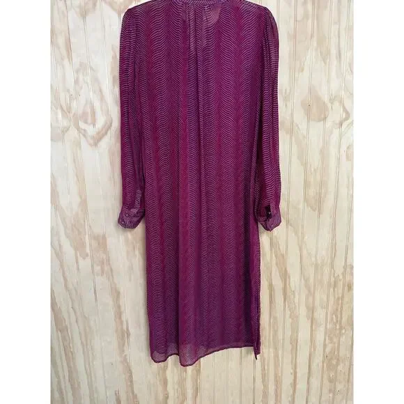 Maeve by Anthropologie Sheer Zebra Imogen Slit Maxi Dress Burgundy Gray SZ 4 - Picture 2 of 6